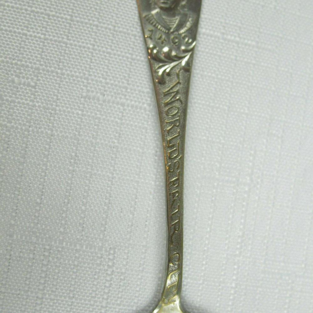 Antique 1893 Chicago Worlds Fair City Souvenir Spoon Columbus 1492 Standard - Picture 3 of 12